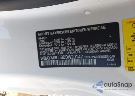 2013 BMW 650I from USA, damaged, VIN WBAYM9C58DDW20142